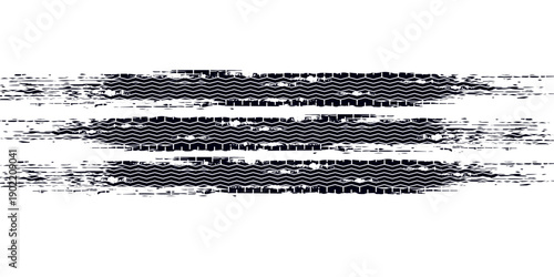 Tire track. Car, bike, motorcycle tyre mark with grunge effect isolated on white background. Wheel footprint on the road. Top view of rubber protector mark