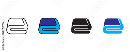 Soft folded blanket icon vector. Cozy textile bedding and warm home comfort symbol. Vector illustration.