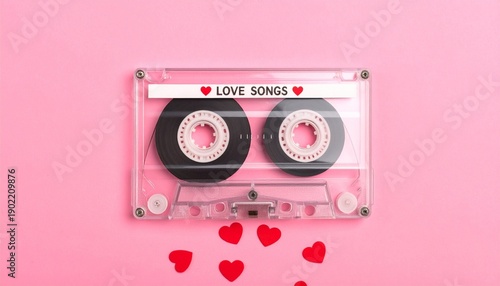 Cassette tape love songs hearts minimal design