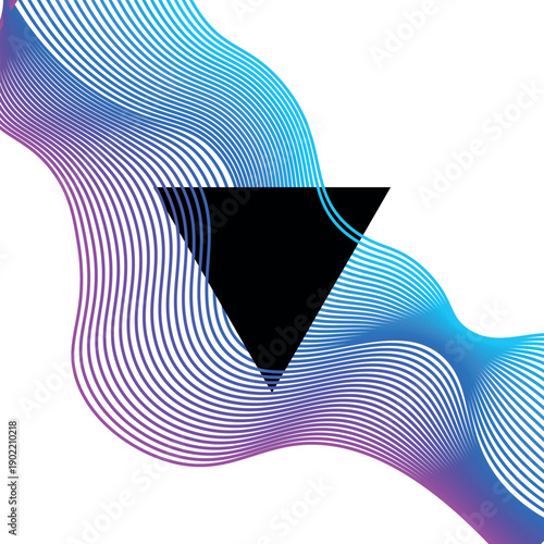 A colorful wave with a black triangle in the middle