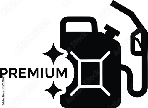 Vector gas pump nozzle illustration featuring a car and truck icon set for auto service and transport delivery business signs