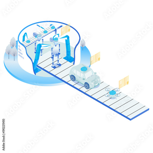 AIディープラーニングとビッグデータ解析を行う研究者のイラスト