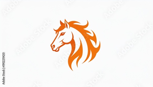 Elegant Orange Horse Head Logo Design with Flowing Mane.