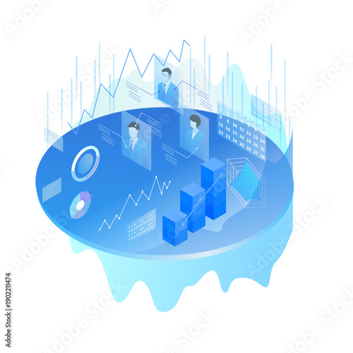 人材マネジメントと勤怠・スキルデータを可視化したHRテックの背景イラスト