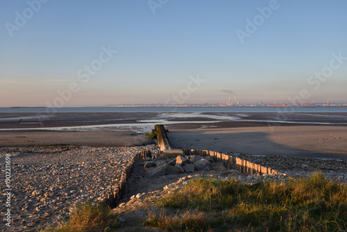 Plage du Butin, Beach of Honfleur with View onto Le Havre, Normandy, France