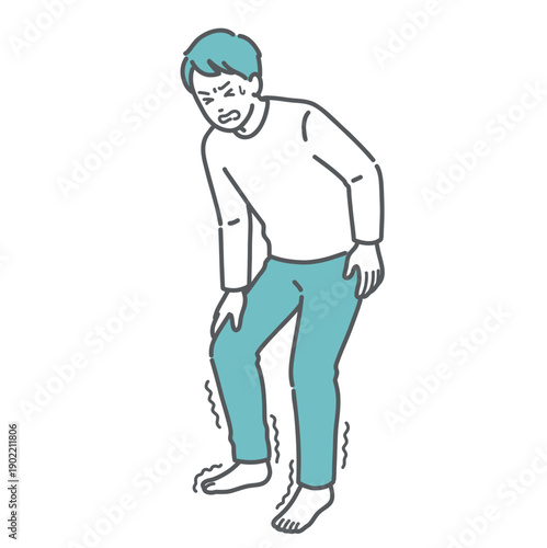 足の痺れ・痛みに耐える男性のイラスト（糖尿病性神経障害・坐骨神経痛・血行不良）