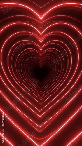 Wallpaper Mural Multiple neon heart shapes layered in a concentric pattern with glowing red outlines Torontodigital.ca