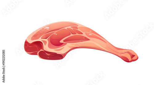 Raw lamb chop meat ingredient, isolated cartoon vector uncooked protein food with bone, fat and muscle texture. Lamb leg for cooking process, food preparation, kitchen, cuisine and gastronomy recipe