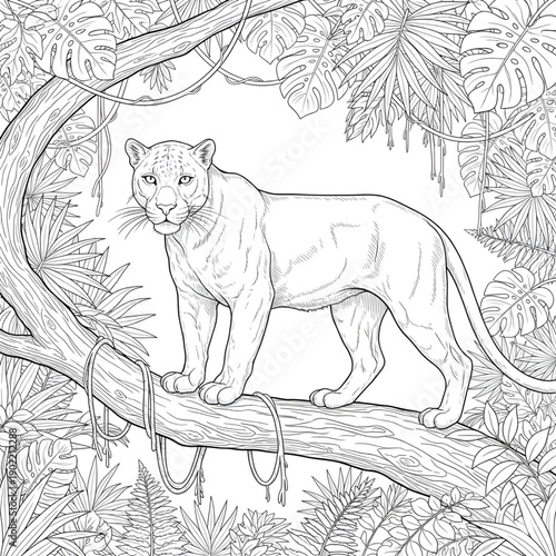 “Panther Illustration, Big Cat Art & Wildlife Drawing – Jungle Animal Design