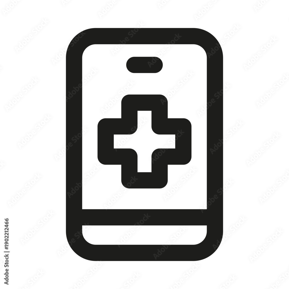 Fototapeta premium Mobile Health App Professional Modern Line Icon. Minimal and unique digital healthcare symbol representing wellness monitoring fitness tracking and medical management