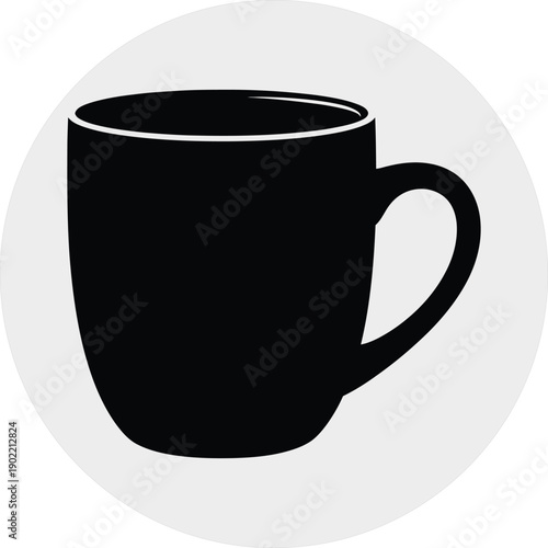 A black coffee mug on a white background