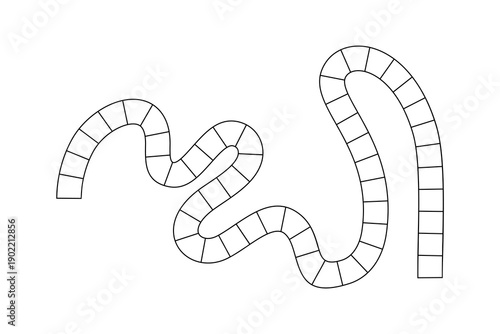 Board game path for kids activity book, simple outline road with tiles vector illustration.