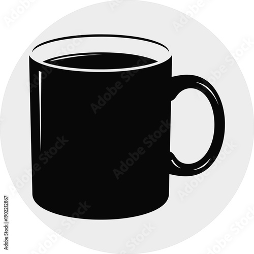 A black coffee mug on a white background