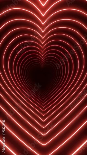 Wallpaper Mural Concentric neon hearts glowing bright red in a dark environment viewed straight on Torontodigital.ca