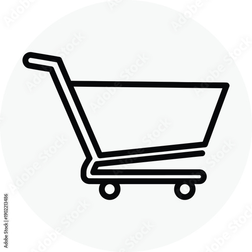 Shopping cart icon with simple line art design