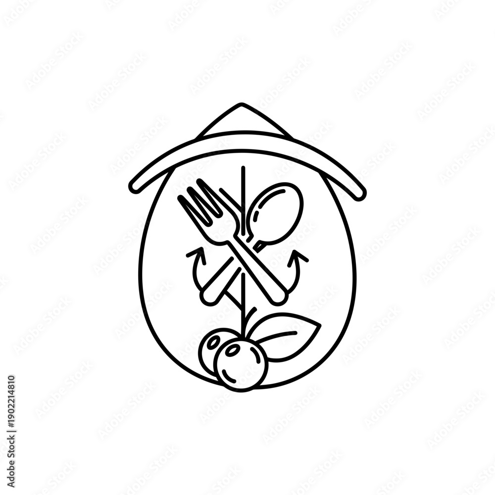 Fototapeta premium Black and White Food Sustainability Icon for Eco Friendly Living
