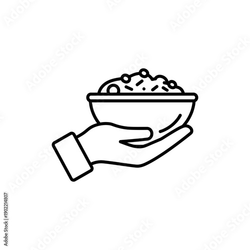 Black and White Food Support Icon Representing Assistance