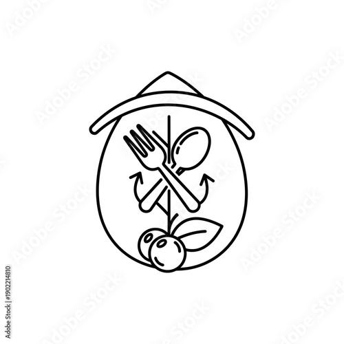 Black and White Food Sustainability Icon for Eco Friendly Living