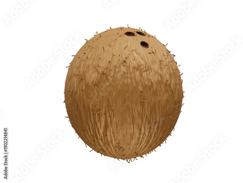 Whole Brown Coconut with Hairy Texture icon 3d rendering illustration