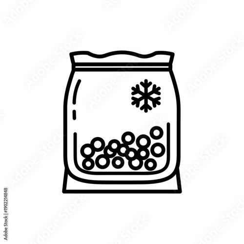 Black and White Frozen Food Icon for Kitchen Storage and Prep