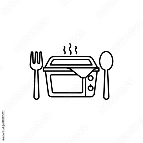Microwave Meal Icon in Black and White for Quick Ready-to-Eat Food
