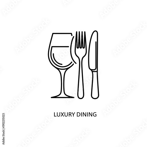 Luxury Dining Icon in Black and White Representing Fine Restaurant Experience