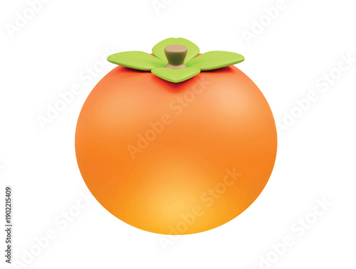 Persimmon Fruit Icon 3d rendering illustration