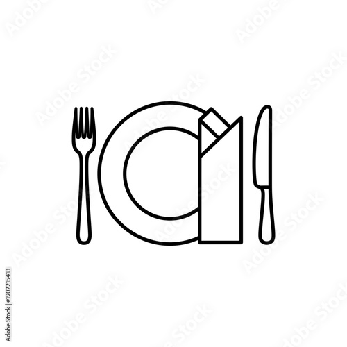 Black and White Table Service Icon for Restaurant Use