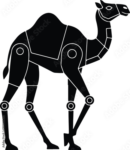 silhouette segmented camel robotic desert animal modern technology vector design