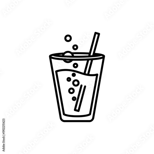 Black and White Carbonated Drink Icon on Transparent Background