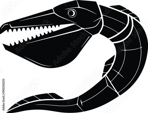 silhouette stylized predatory fish monster aquatic animal logo concept vector design