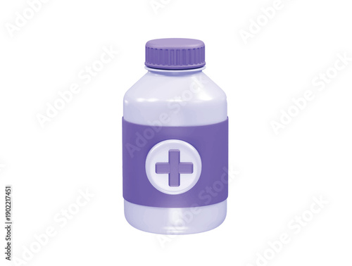 Medicine Bottle with Medical Cross Icon 3d rendering illustration