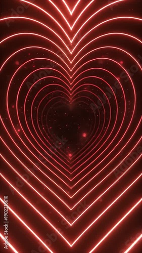 Wallpaper Mural A series of concentric neon heart shapes glowing red in a dark environment viewed from directly above Torontodigital.ca