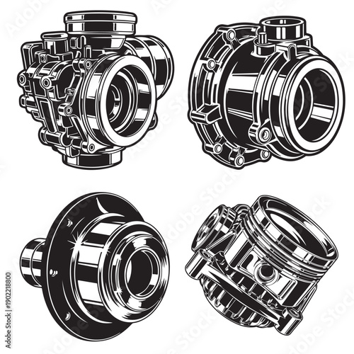 Turbocharger and Forced Induction Car Parts Illustrations