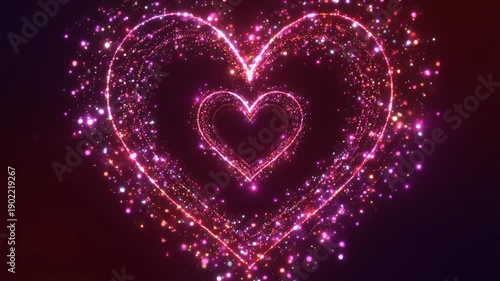 Wallpaper Mural A heart-shaped frame of sparkling lights surrounds a smaller heart, glowing brightly against a dark background view Torontodigital.ca