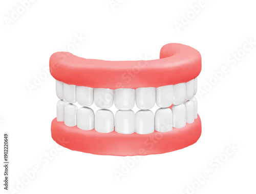 Teeth Set of Dentures icon 3d rendering illustration