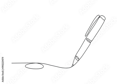 Continuous line drawing of a pen making a circular motion
