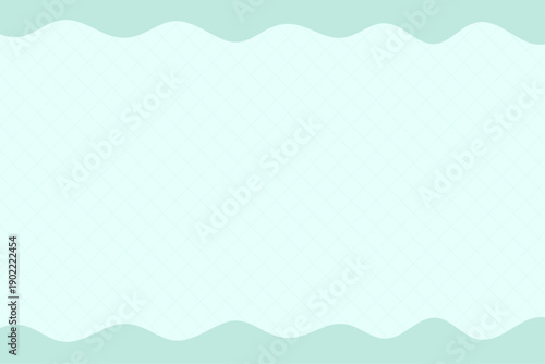 ミントカラーの波線とチェック模様の背景イラスト素材