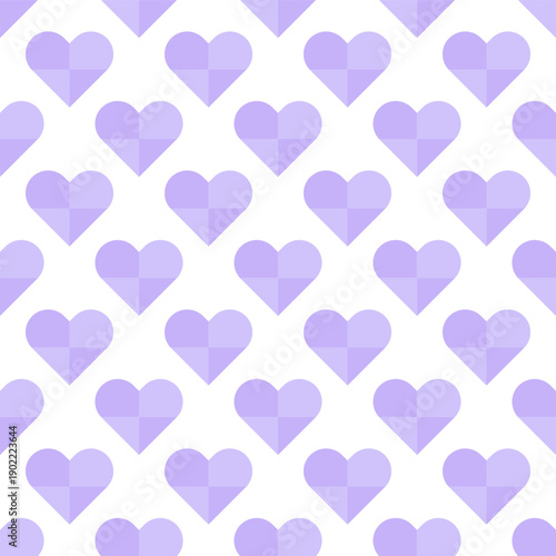 Lavender checkered hearts seamless pattern on white background