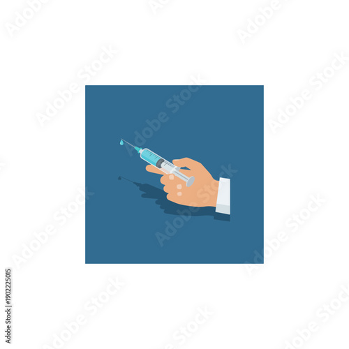 Hand Holding Syringe with Medication Inside.