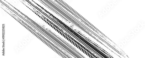 Vector Print Textured Tire Track . Design Element . Car thread silhouette . Mud splash grunge texture