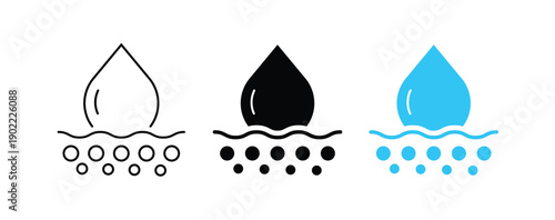 Water Resistant Icon and Silhouette Illustration, Editable Stroke, Line Art, Waterproof Feature Representation, Water Drop and Protection, Icon for Devices, Shield for Durability