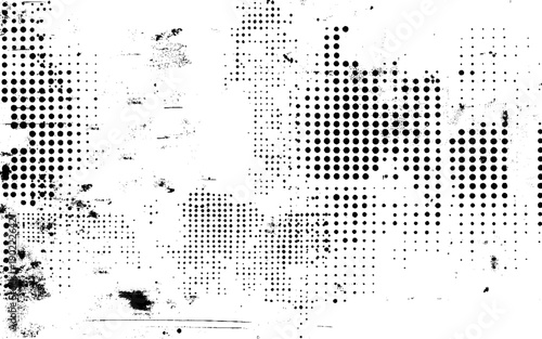 Black and White Abstract Halftone Texture. Grunge Print Halftone Dot Overlay