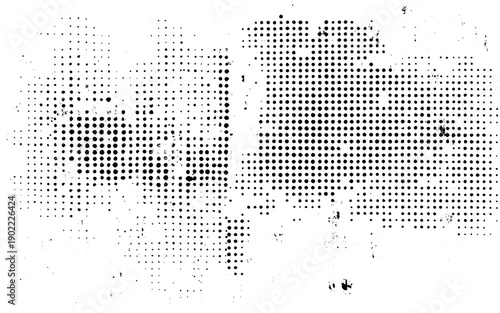 Black and White Abstract Halftone Texture. Vintage Halftone Grunge Print Background. Vector Design.