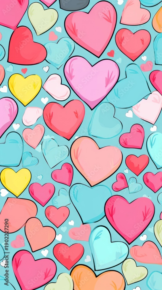 Fototapeta premium Heart love doodle backgrounds heart creativity.