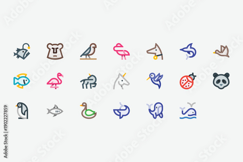 Photography Animal Icons Collection Color Style