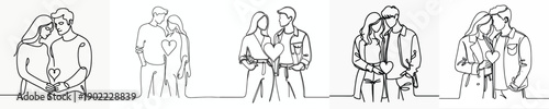 line art of a couple forming a romantic love symbol