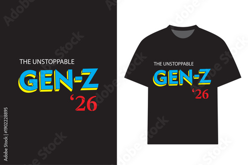 printable generation Z T-shirt Design. Gen Z Typography with t-shirt mockup, inspirational and motivational t-shirt design.