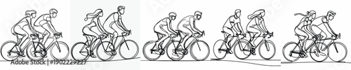 line art of a couple cycling together