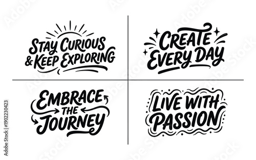 Inspirational quotes collage with motivational phrases